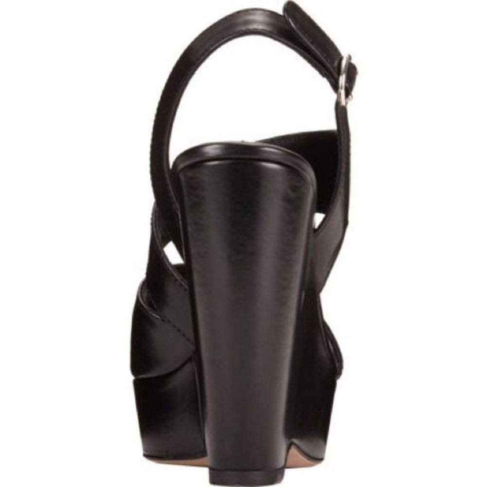 Prada Black Leather Asymmetrical Wedge Sandal 10 - Picture 4 of 9